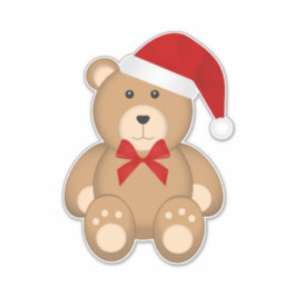 Kute Kerstmis Teddy Bear Wearing Santa Hat Sticker