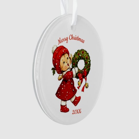 Kute kerstmis tot met groot acryl Ornament (voorkant)