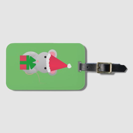 Kute kerstmuis bagagelabel (Voorkant (horizontaal))