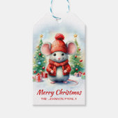 Kute kerstmuis cadeaulabel (Voorkant)