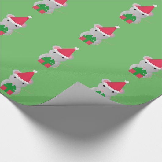 Kute kerstmuis cadeaupapier (Hoek)