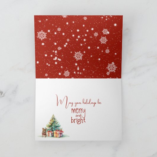 Kute kerstmuis kaart (Binnen)