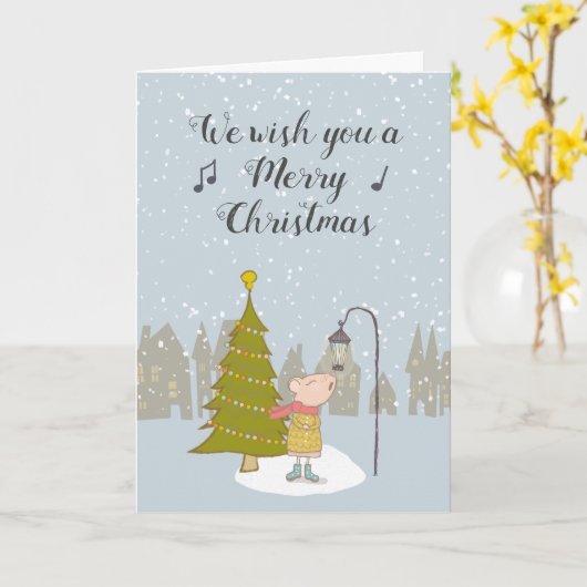 Kute kerstmuis kaart (Gele Bloem)