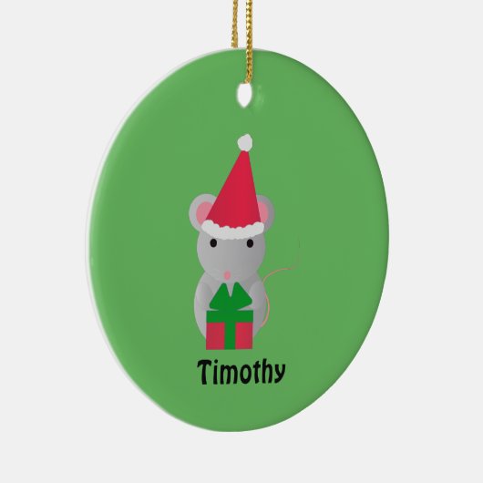 Kute kerstmuis keramisch ornament (Rechts)