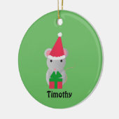 Kute kerstmuis keramisch ornament (Links)