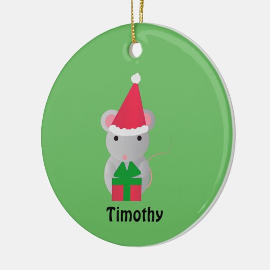 Kute kerstmuis keramisch ornament (Links)