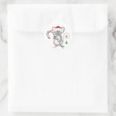 Kute kerstmuis met Santa Hat Ronde Sticker (Tas)