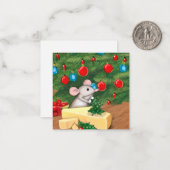 Kute kerstmuis notitiekaartje (Voorkant / Achterkant in situ)