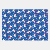 Kute kerstmuis op Skis Blue en White Inpakpapier Vel (Voorkant)