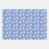 Kute kerstmuis op Skis Blue en White Inpakpapier Vel (Voorkant 3)