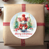 Kute kerstmuis ronde sticker