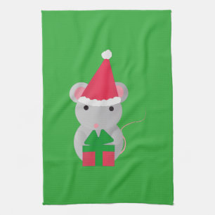 Kute kerstmuis theedoek