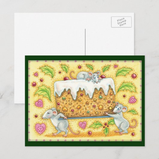 Kute kerstmuizen met een broekdessert feestdagenkaart (Voorkant / Achterkant)