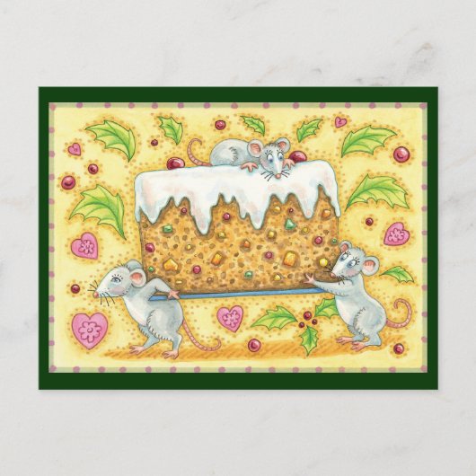 Kute kerstmuizen met een broekdessert feestdagenkaart (Voorkant)