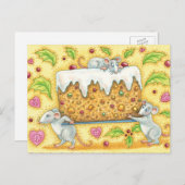 Kute kerstmuizen met een fruitdienblad feestdagenkaart (Voorkant / Achterkant)