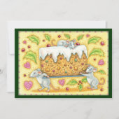 Kute kerstmuizen met een fruitdienblad feestdagenkaart (Voorkant)