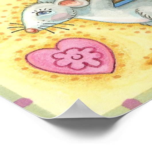 Kute kerstmuizen met een fruitdienblad poster (Hoek)