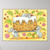 Kute kerstmuizen met een fruitdienblad poster (Voorkant)