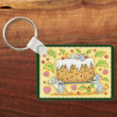 Kute kerstmuizen met een fruitdienblad sleutelhanger (Achterkant)