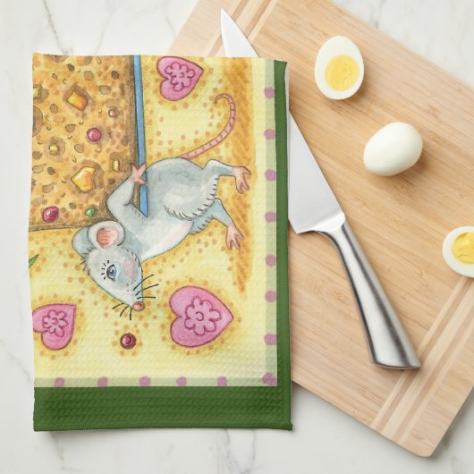 Kute kerstmuizen met een fruitdienblad theedoek (Quarter Fold)