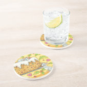 Kute kerstmuizen met een fruitdienblad zandsteen onderzetter (Zijkant)