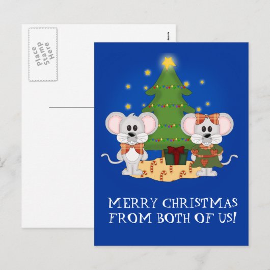 Kute kerstmuizen met  tekst feestdagenkaart (Voorkant / Achterkant)