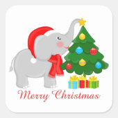 Kute kerstolifant tree add message sticker (Voorkant)