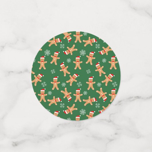 Kute kerstontbijtkoek Mannen op Groen Confetti (Kleine voorkant)