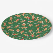 Kute kerstontbijtkoek Mannen op Groen Papieren Bordje (Gekanteld)