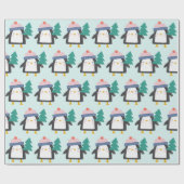 Kute kerstpatroop in Blauwgroen Mint Cadeaupapier (Vlak)