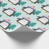 Kute kerstpatroop in Blauwgroen Mint Cadeaupapier (Hoek)