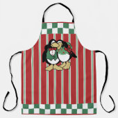 Kute kerstpinguïn Couple in Love Red Striped Schort (Voorkant)
