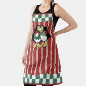 Kute kerstpinguïn Couple in Love Red Striped Schort (Insitu)