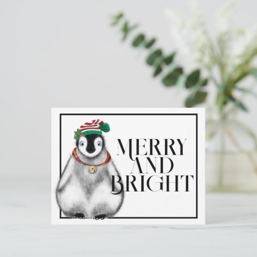 Kute kerstpinguïn, feestelijke Arctische dieren Briefkaart (Staand voorkant)