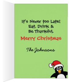 Kute kerstpinguïn Het is nooit te laat Kaart