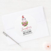 Kute kerstpinguïn in Santa Hat Business Ronde Sticker (Envelop)