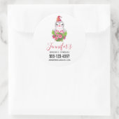 Kute kerstpinguïn in Santa Hat Business Ronde Sticker (Tas)