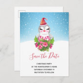 Kute kerstpinguïn in Santa Hat Save the Date Uitnodiging Briefkaart (Voorkant / Achterkant)