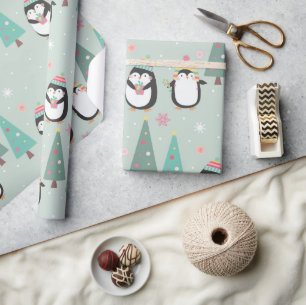 Kute kerstpinguïns cadeaupapier