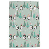 Kute kerstpinguïns medium cadeauzakje (Voorkant)