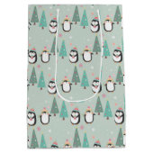 Kute kerstpinguïns medium cadeauzakje (Achterkant)