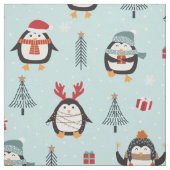 Kute kerstpinguïns op het Pine Trees Pattern Stof (Swatch)