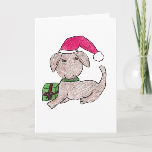 Kute kerstpuppy bedankkaart (Voorkant)