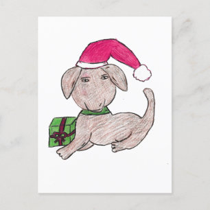 Kute kerstpuppy briefkaart