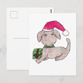 Kute kerstpuppy briefkaart (Voorkant / Achterkant)