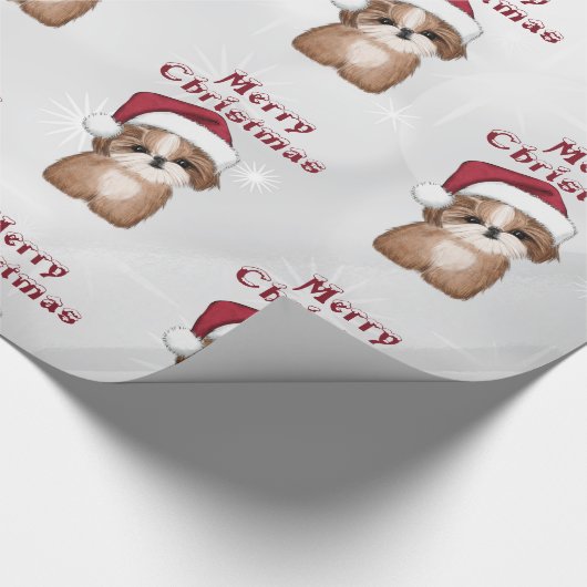 Kute kerstpuppy cadeaupapier (Hoek)