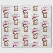 Kute kerstpuppy cadeaupapier (Vlak)