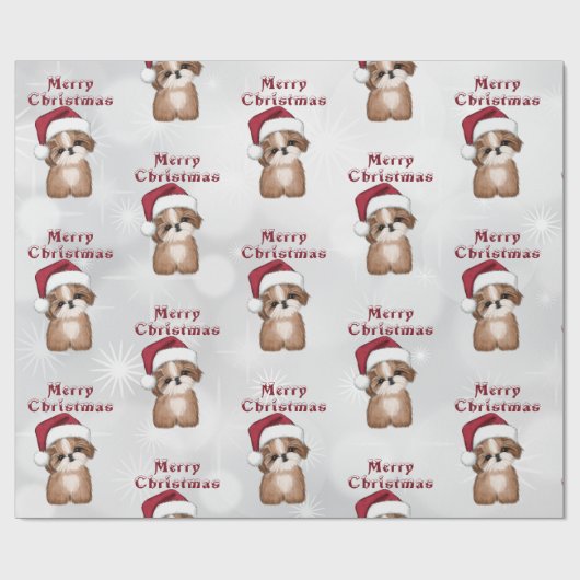 Kute kerstpuppy cadeaupapier (Vlak)