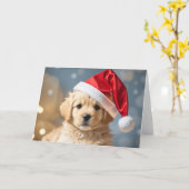 Kute kerstpuppy kaart (Gele Bloem)