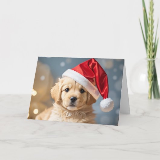 Kute kerstpuppy kaart (Voorkant)